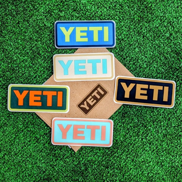 5 Multicolor Classic YETI Rectangular Logo Vinyl Decal/Stickers Set Lot NIP - Picture 1 of 1